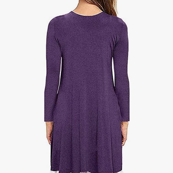 🔥 Women's Long Sleeve Lace Hem T-Shirt Loose Dress with Pockets - Picture 3 of 4